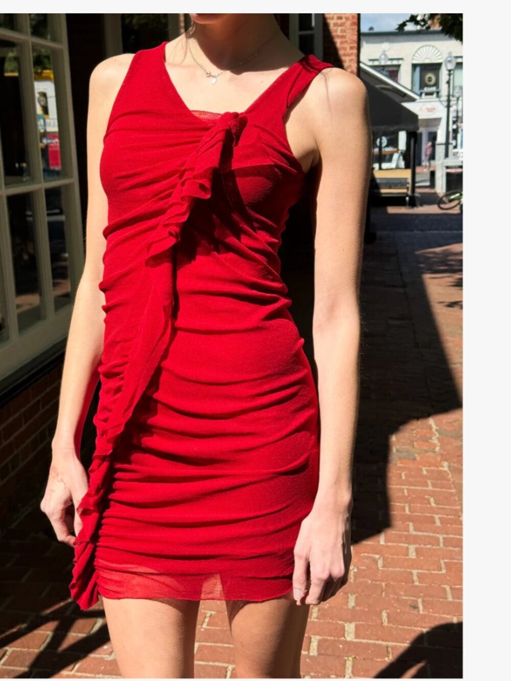 Jean Paul Gaultier Soleil 1990s Red Draped Ruffle Mini Dress - M